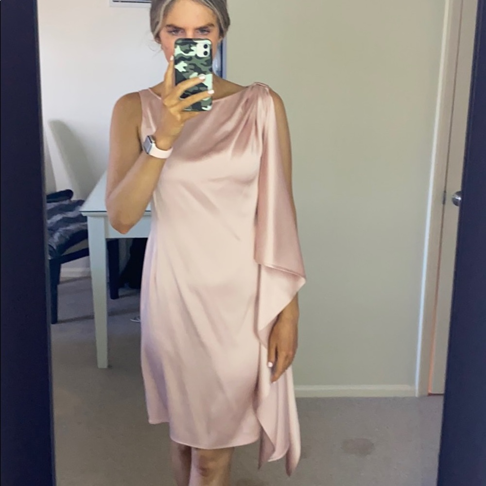 St. John Liquid Silk Pink Asymmetrical Dress 4